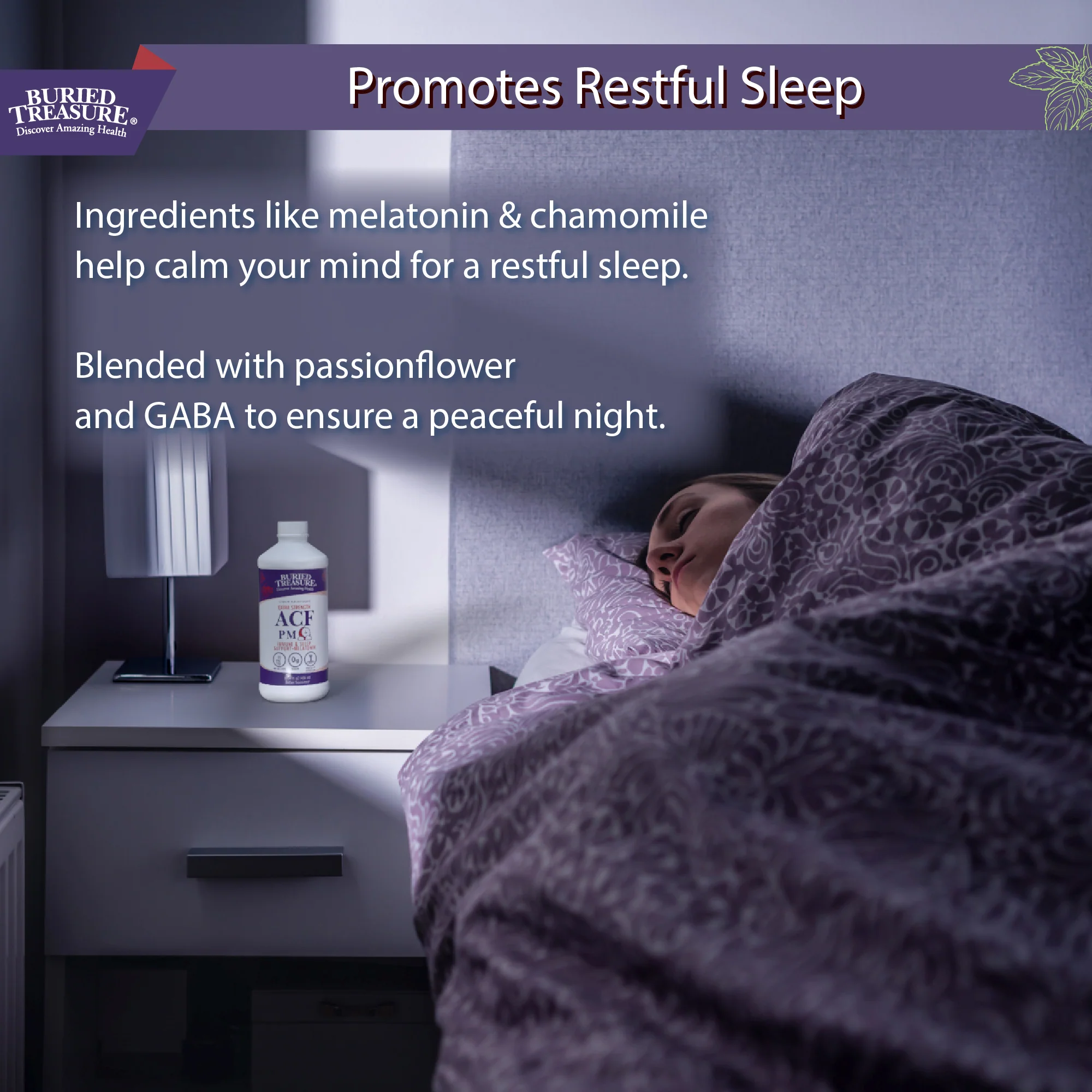 Buried Treasure Liquid Nutrients® ACF PM Extra Strength – Liquid Sleep Support Supplement with Melatonin & Botanicals - Image 4