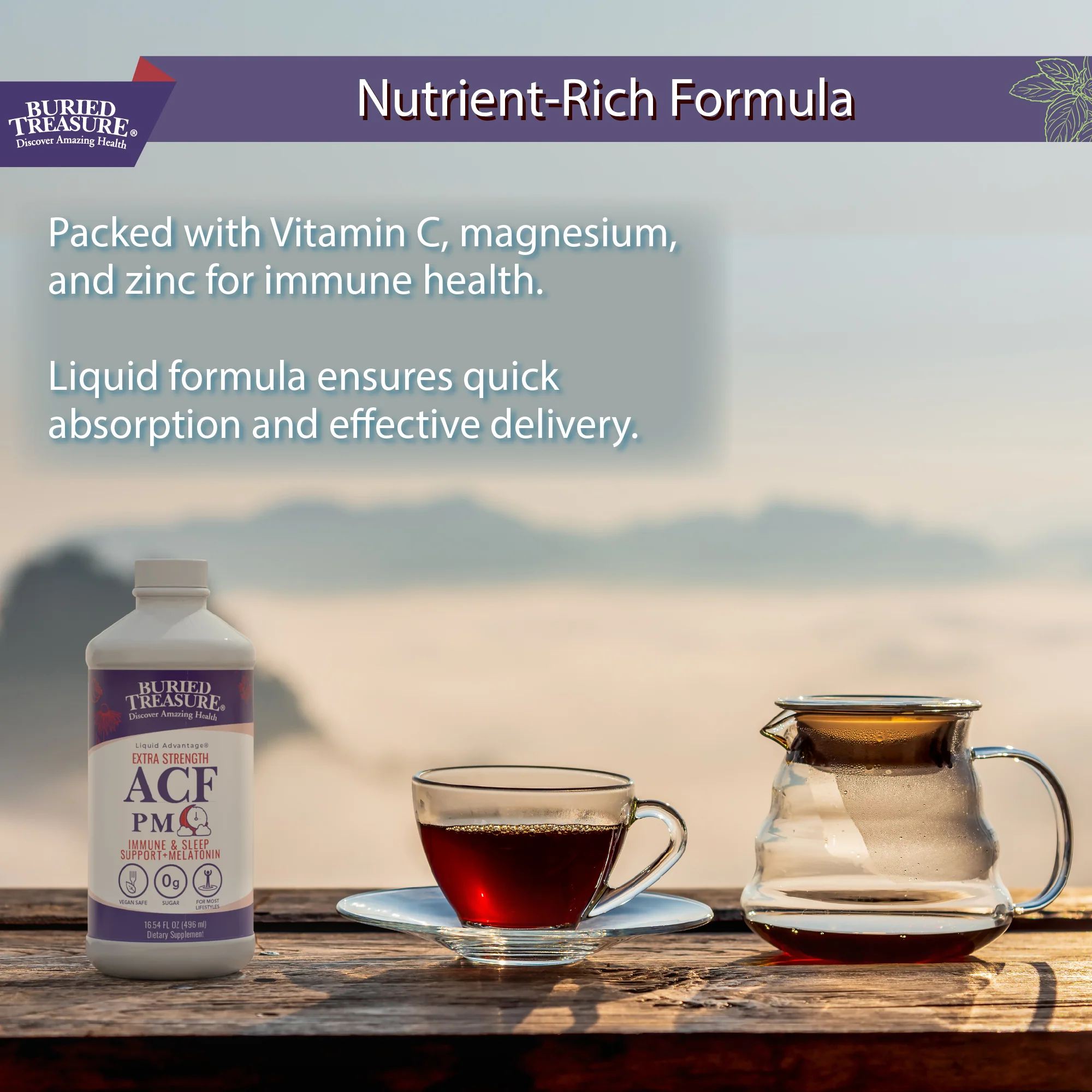 Buried Treasure Liquid Nutrients® ACF PM Extra Strength – Liquid Sleep Support Supplement with Melatonin & Botanicals - Image 6