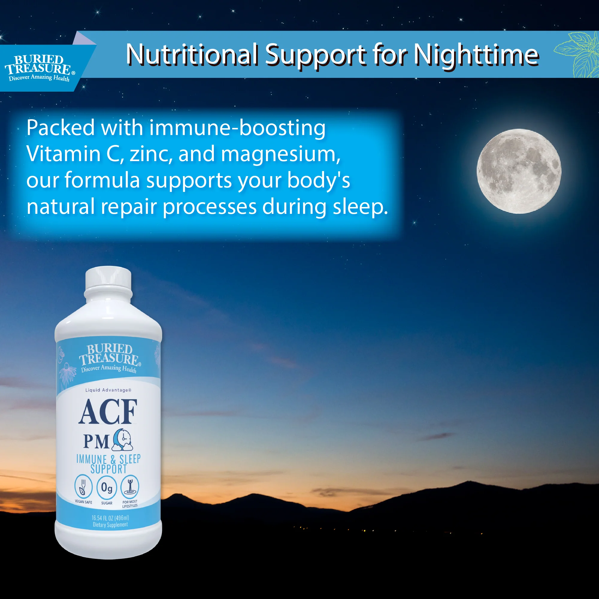 Buried Treasure Liquid Nutrients®  ACF PM – Melatonin-Free Liquid Nighttime Sleep Support - Image 6