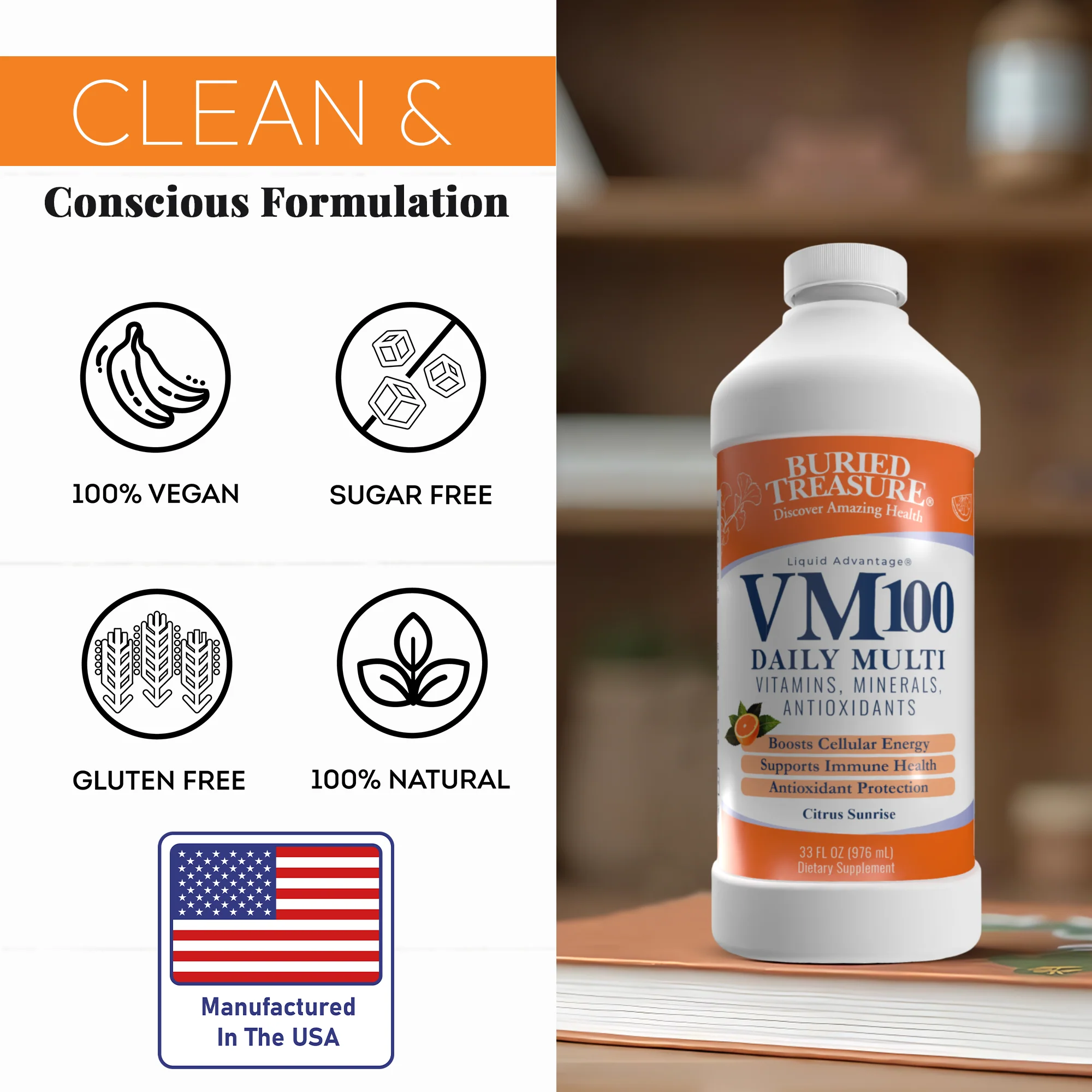 VM100 Liquid Multivitamin and Multimineral Daily Supplement - 100+ Nutrients with Vitamins, Minerals, Antioxidants, and Superfoods - 32 oz - Image 6