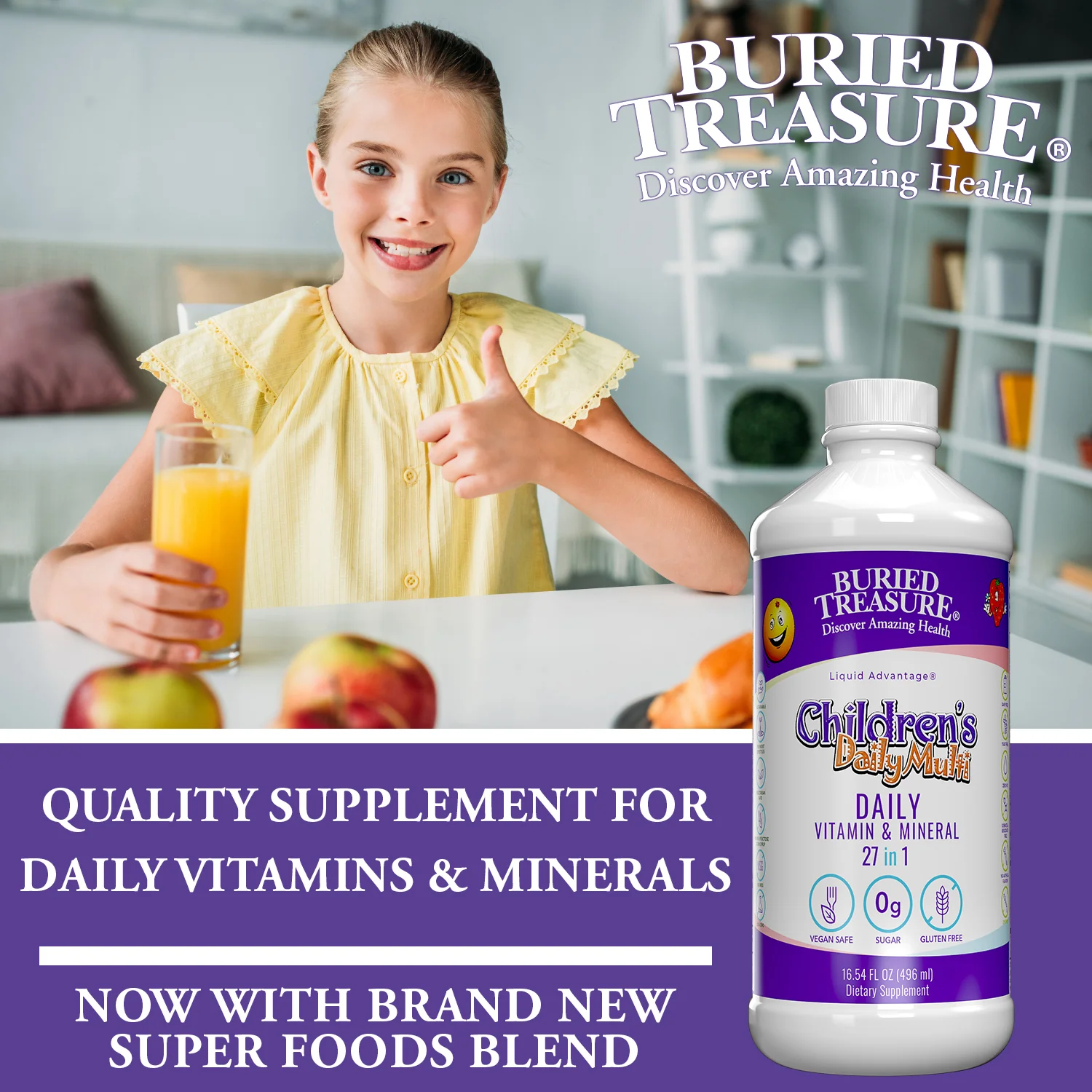 Children's Daily Liquid Multivitamin, Vitamins & Minerals, Natural Fruit Flavors, 16 servings - Image 4