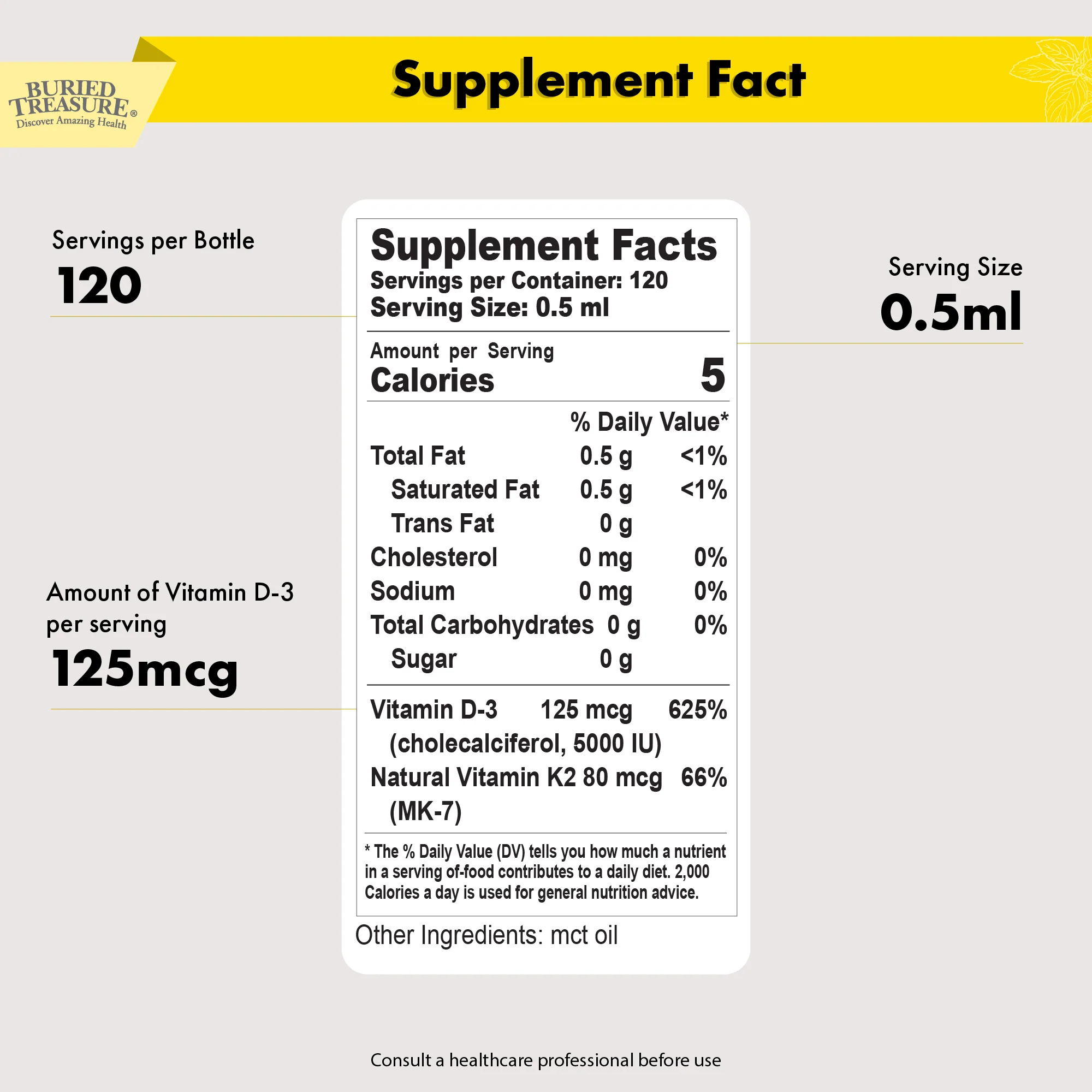 Buried Treasure D3 + K2 Liquid Drops (2 fl oz) - Image 6