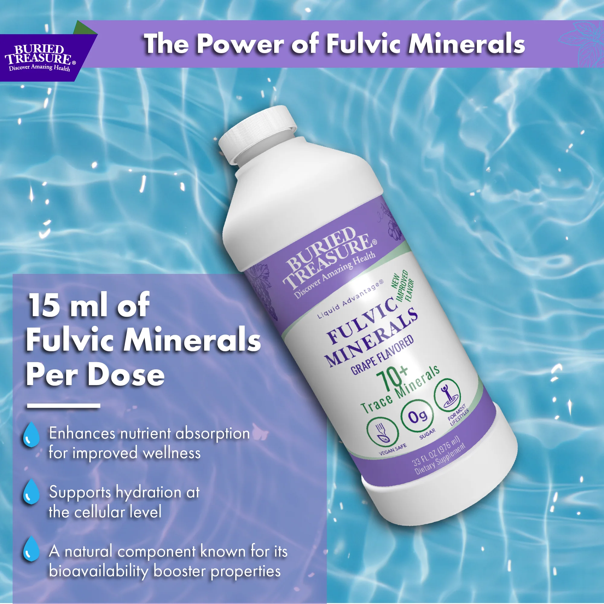 Fulvic Minerals Complex – Humic Shale-Derived Minerals, Grape Flavored, 32 Servings - Image 3