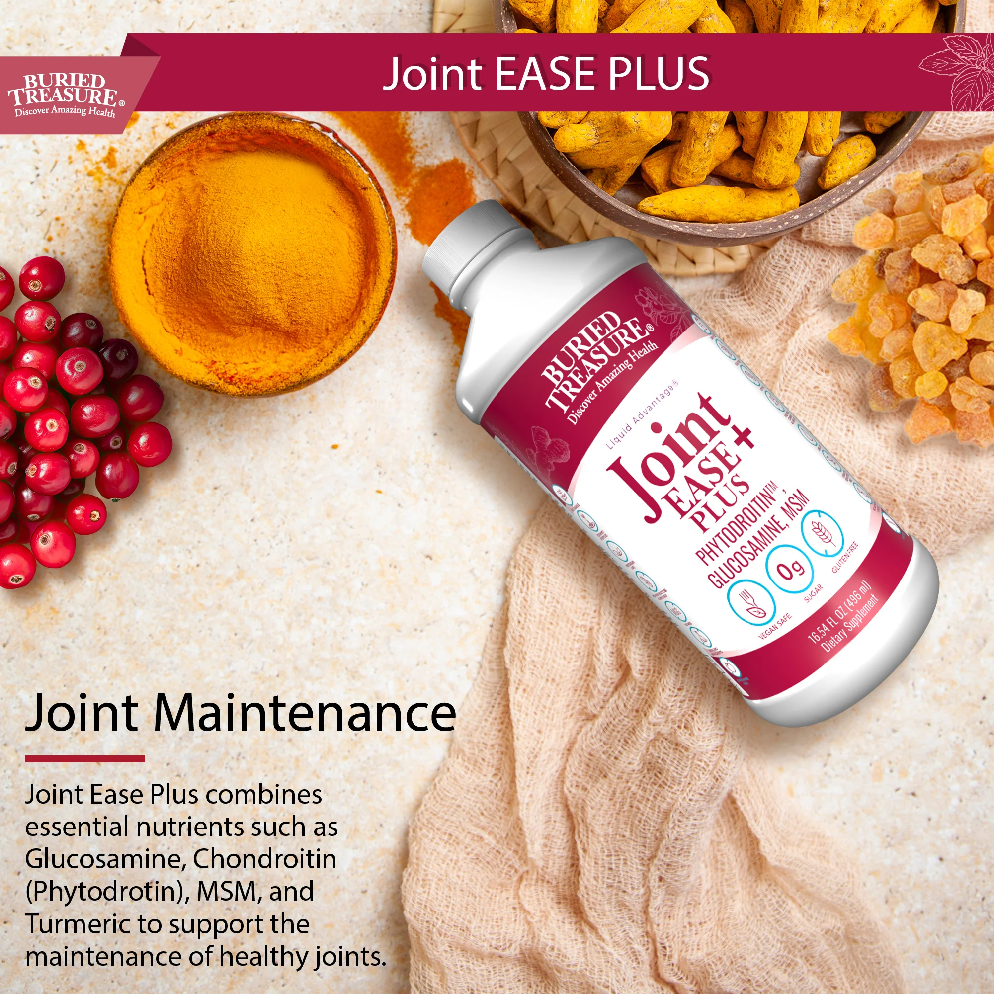 Joint Ease Plus – with Glucosamine, Chondroitin, MSM, and Turmeric, 16 fl oz - Image 3