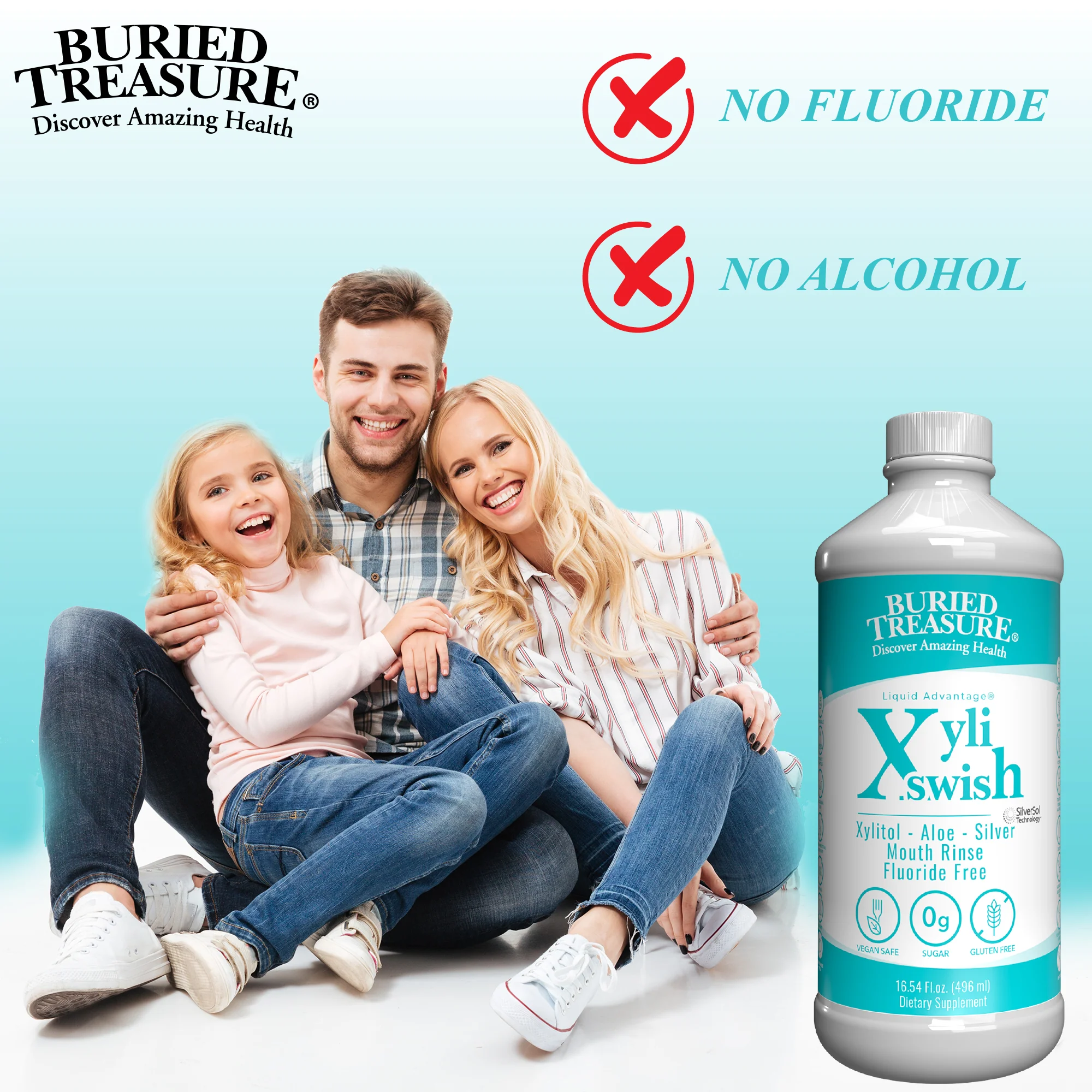 Xyli Swish All-Natural Mouth Rinse - Alcohol & Fluoride-Free with Xylitol, Aloe Vera, Purified Silver, Peppermint Oil - Safe to Swallow, Refreshing Taste - 16oz, 48 Servings - Image 5